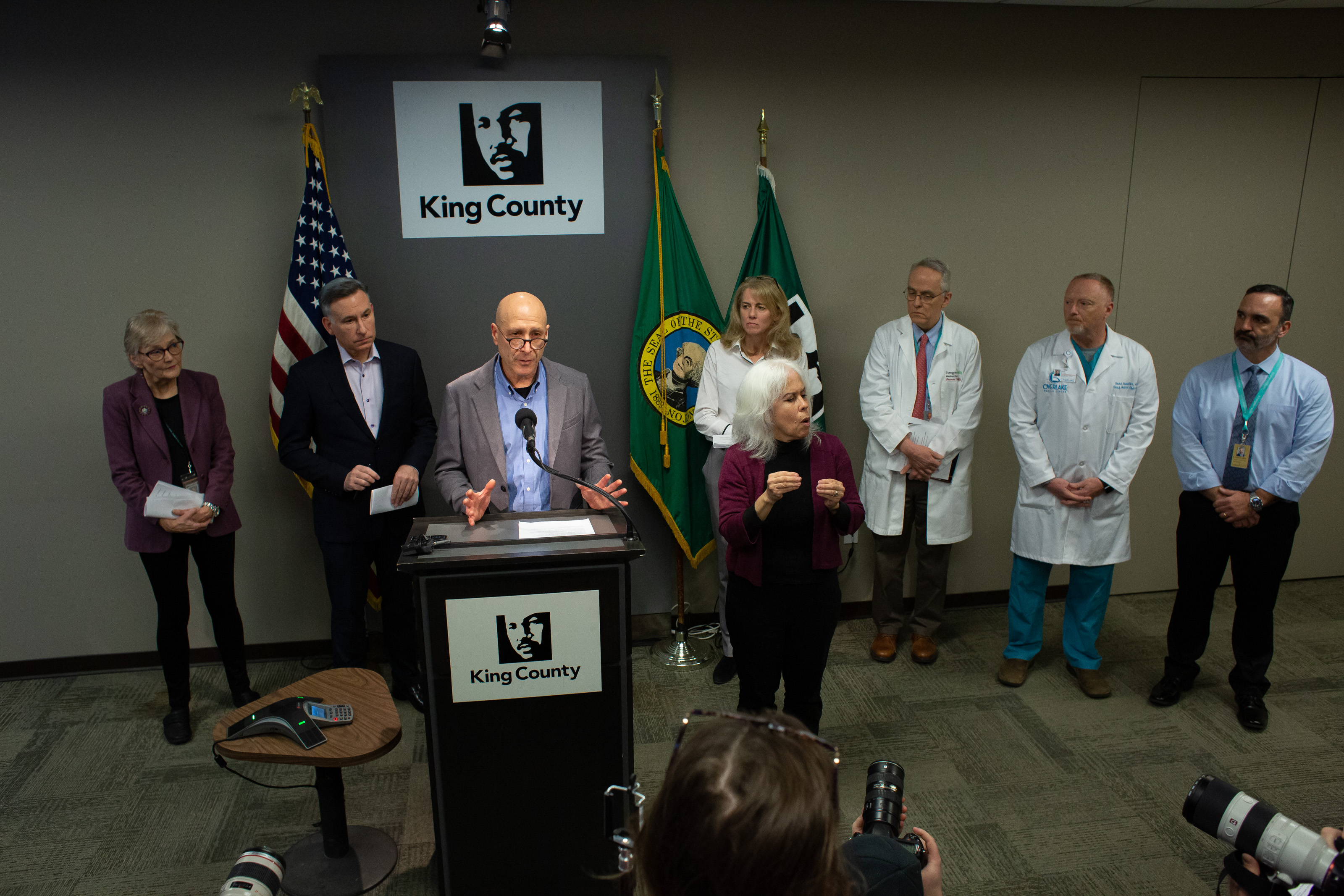 Dr. Jeff Duchin, a health officer with Seattle and King County Public Health, speaks during a press conference at Seattle and King County Public Health on Feb. 29, 2020 in Seattle, Washington. (David Ryder/Getty Images)