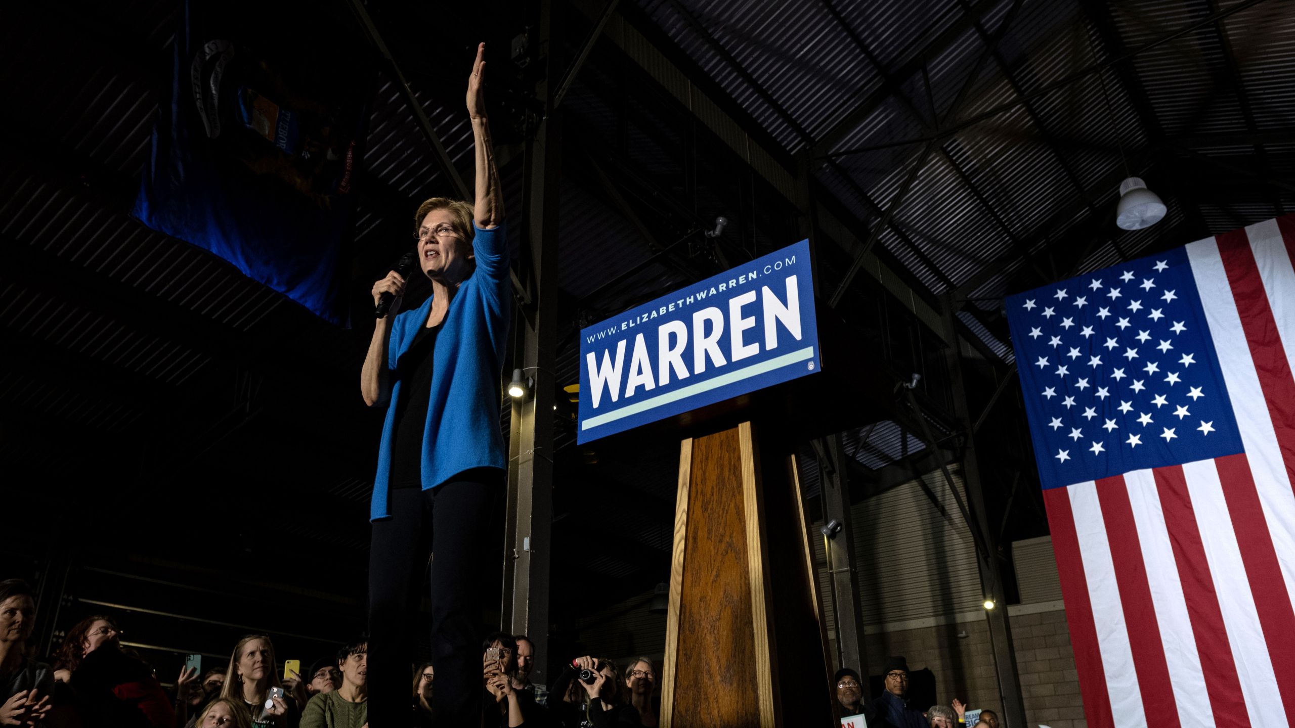 Sen. Elizabeth Warren gestures as she speaks at a rally March 3, 2020 in Detroit, Michigan at the Detroit Kitchen Connect on Super Tuesday. (SETH HERALD / APF / AFP)