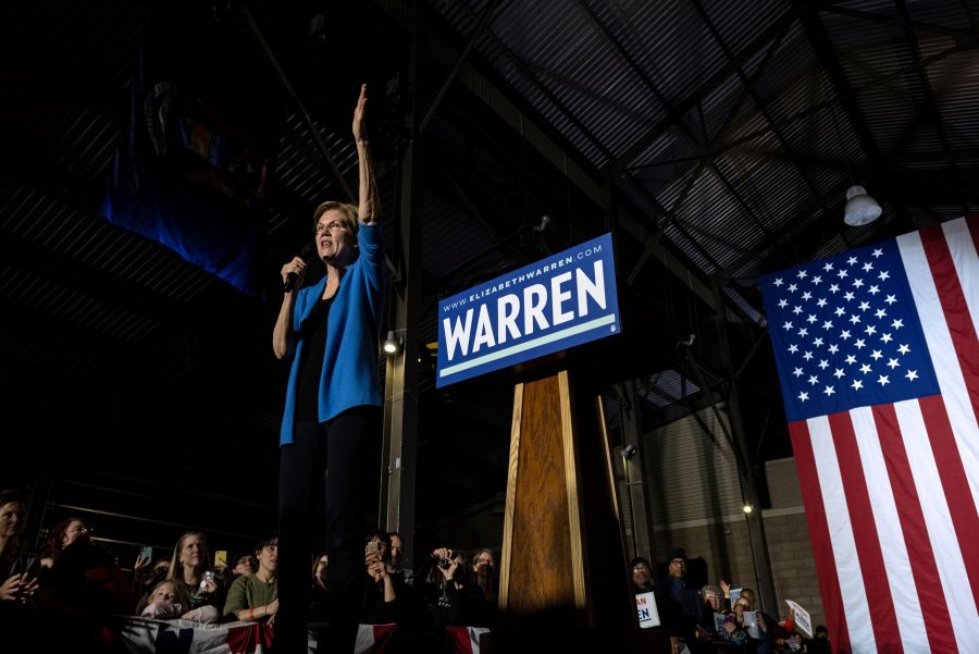 Sen. Elizabeth Warren gestures as she speaks at a rally March 3, 2020 in Detroit, Michigan at the Detroit Kitchen Connect on Super Tuesday. (SETH HERALD / APF / AFP)