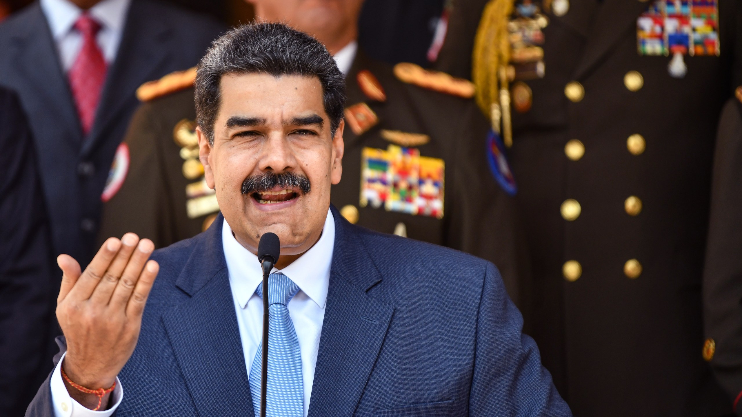 President of Venezuela Nicolas Maduro speaks during a press conference at Miraflores Government Palace on March 12, 2020, in Caracas, Venezuela. (Carolina Cabral/Getty Images)