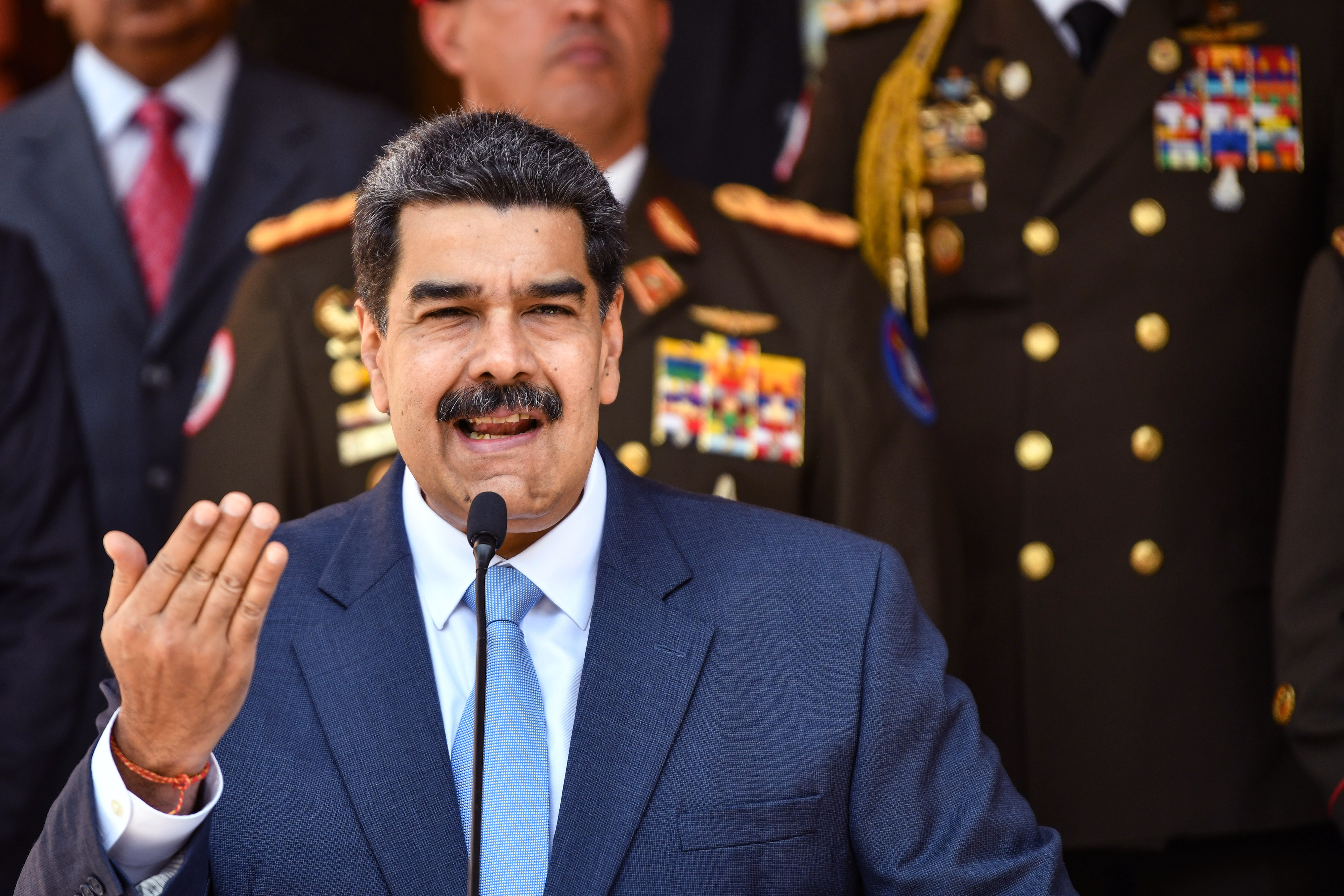 President of Venezuela Nicolas Maduro speaks during a press conference at Miraflores Government Palace on March 12, 2020, in Caracas, Venezuela. (Carolina Cabral/Getty Images)