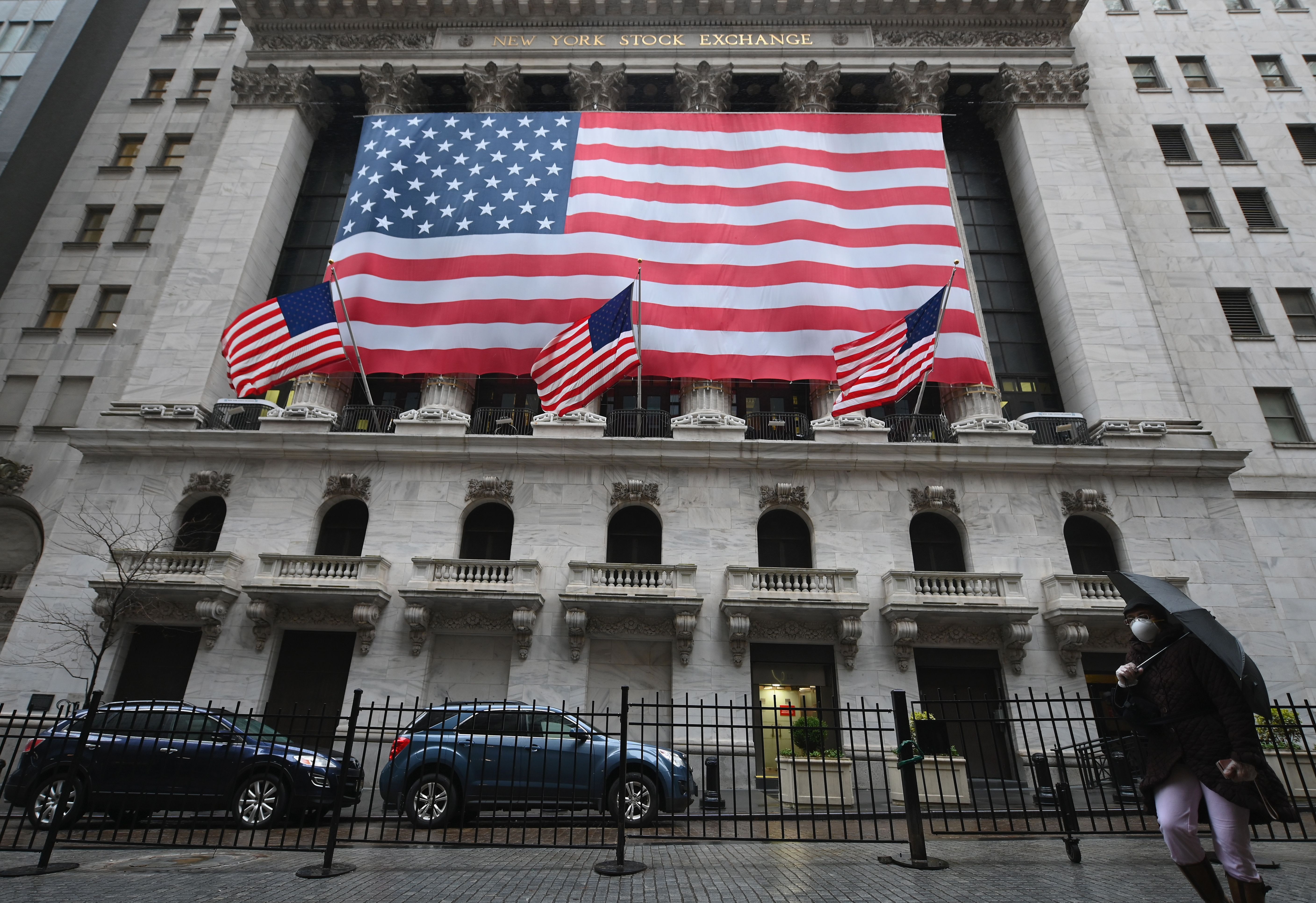 The New York Stock Exchange on Wall Street is seen on March 23, 2020 in New York City. (ANGELA WEISS/AFP via Getty Images)