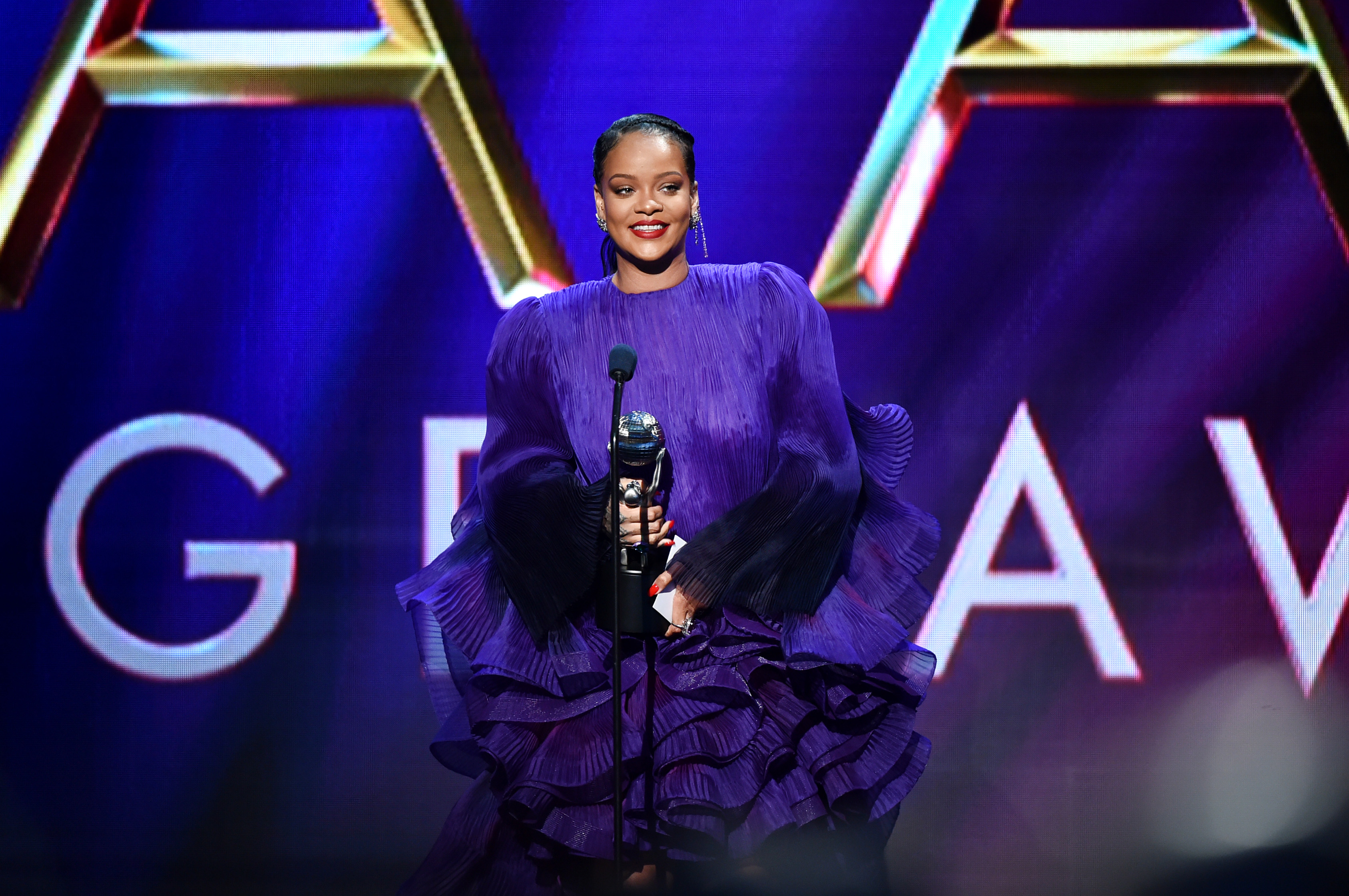 Rihanna accepts the President’s Award on stage during the 51st NAACP Image Awards, Presented by BET, at the Pasadena Civic Auditorium on Feb. 22, 2020. (Aaron J. Thornton/Getty Images for BET)