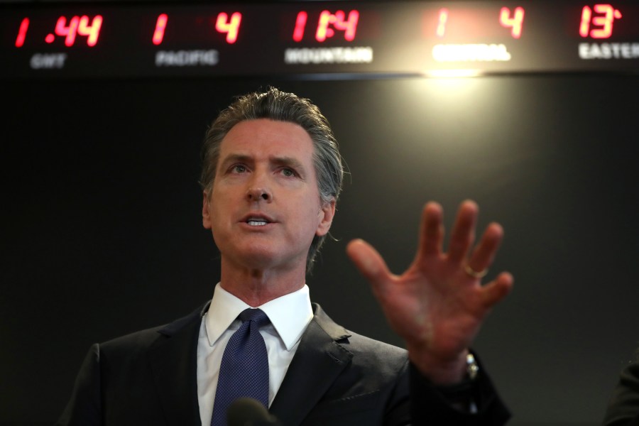 Gov. Gavin Newsom speaks during a news conference at the California Department of Public Health on Feb. 27, 2020, in Sacramento. (Justin Sullivan/Getty Images)