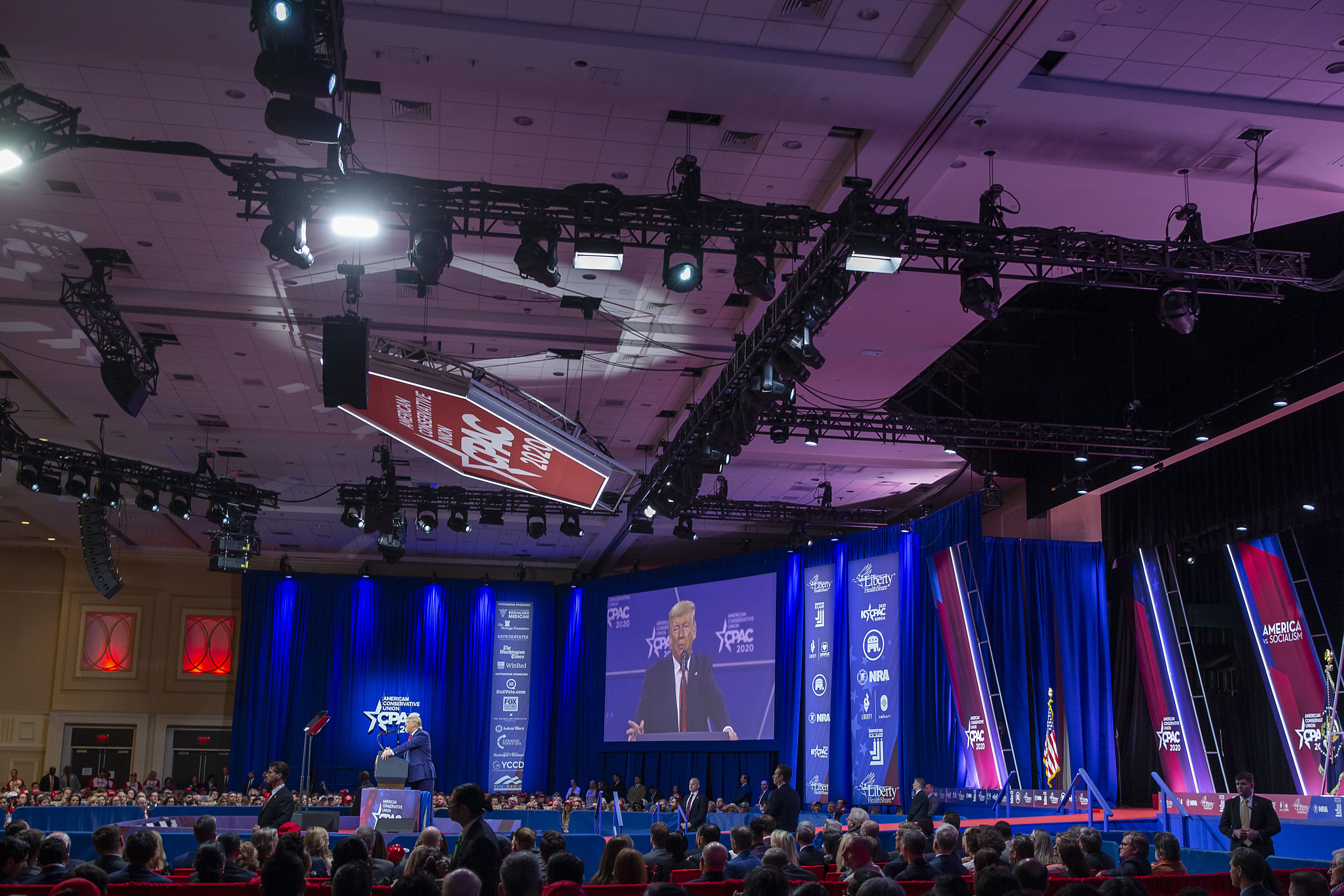 Donald Trump speaks during the annual Conservative Political Action Conference (CPAC) at Gaylord National Resort & Convention Center on Feb. 29, 2020 in National Harbor, Maryland. (Tasos Katopodis/Getty Images)