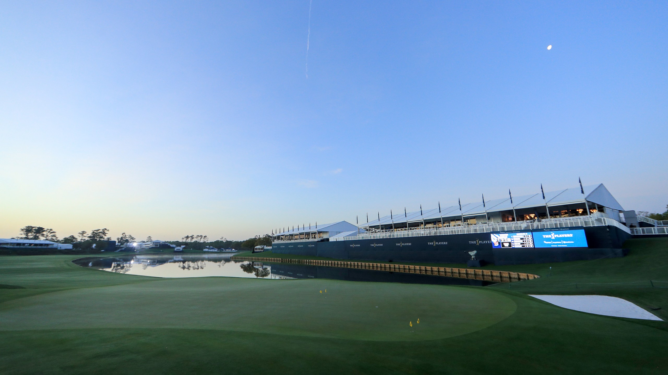 A general view of an empty course is seen after the cancellation of the The PLAYERS Championship and three consecutive PGA Tour events due to the COVID-19 pandemic at The Stadium Course at TPC Sawgrass on March 13, 2020 in Ponte Vedra Beach, Florida. (Mike Ehrmann/Getty Images)