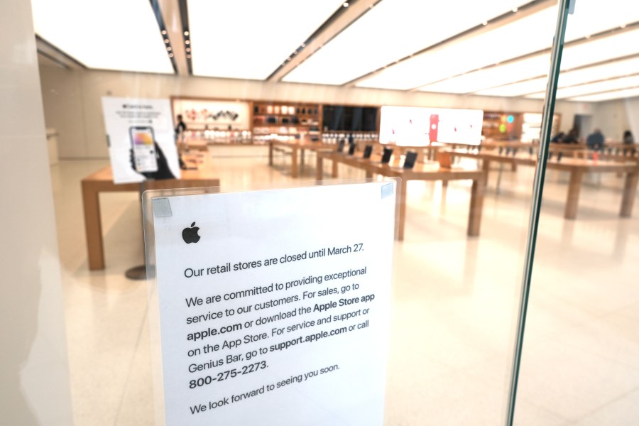 The Apple Store inside the Oculus transit hub in lower Manhattan is closed as much of the nation slows due to the continued spreading of the coronavirus on March 16, 2020 in New York City. Across the country schools, businesses and places of work have either been shut down or are restricting hours of operation as Americans try to slow the spread of COVID-19. (Spencer Platt/Getty Images)