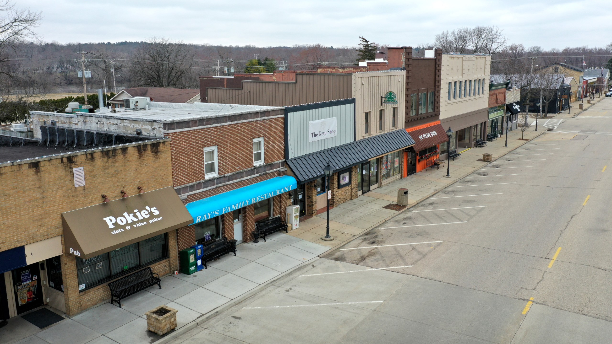 A normally busy Main Street is deserted as the small businesses that line the business district remain closed after the governor instituted a shelter-in-place order in an attempt to curtail the spread of the coronavirus (COVID-19) on March 24, 2020 in Rockton, Ill. (Scott Olson/Getty Images)