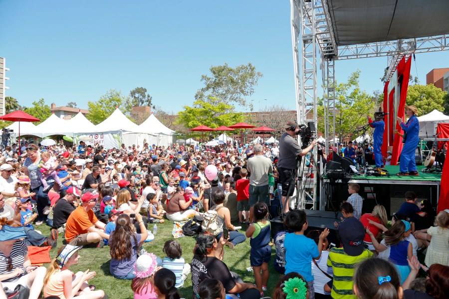 The Imagination Movers perform onstage at the 18th Annual L.A. Times Festival Of Books at USC on April 21, 2013. (Imeh Akpanudosen/Getty Images for LA Times)