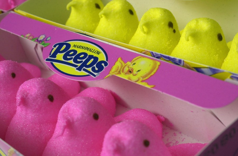 Pink and yellow Marshmallow Peeps are seen in a file photo. (William Thomas Cain/Getty Images)