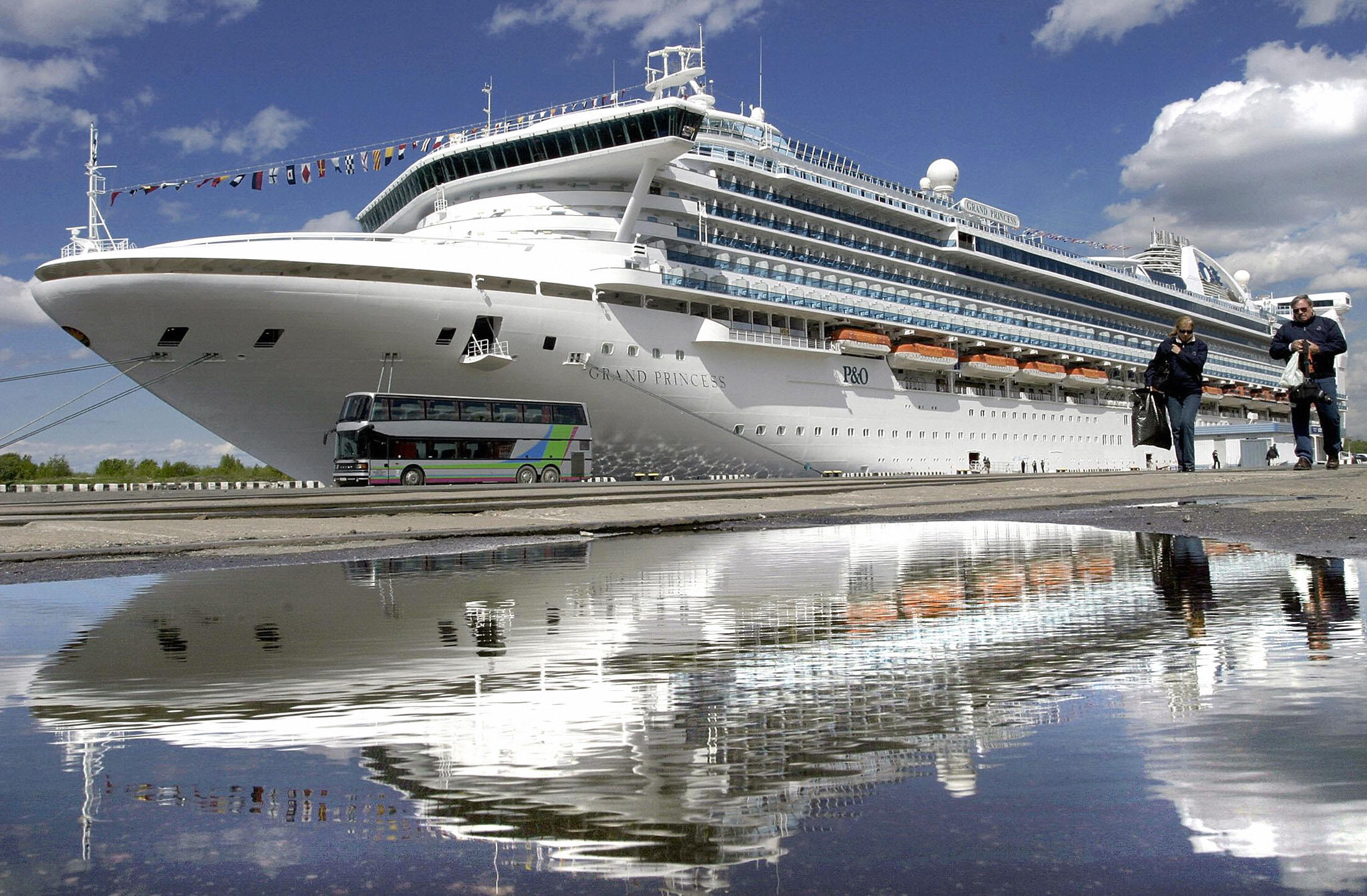 The "Grand Princess" is seen docked in St Petersburg port on May 24, 2004. (STRINGER/AFP via Getty Images)