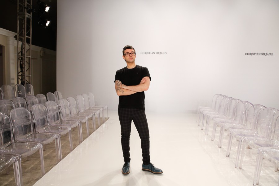 Designer Christian Siriano poses on the runway before his Christian Siriano For Kleinfeld Spring/Summer 2017 Bridal Collection at Kleinfeld on April 18, 2016 in New York City. (JP Yim/Getty Images)