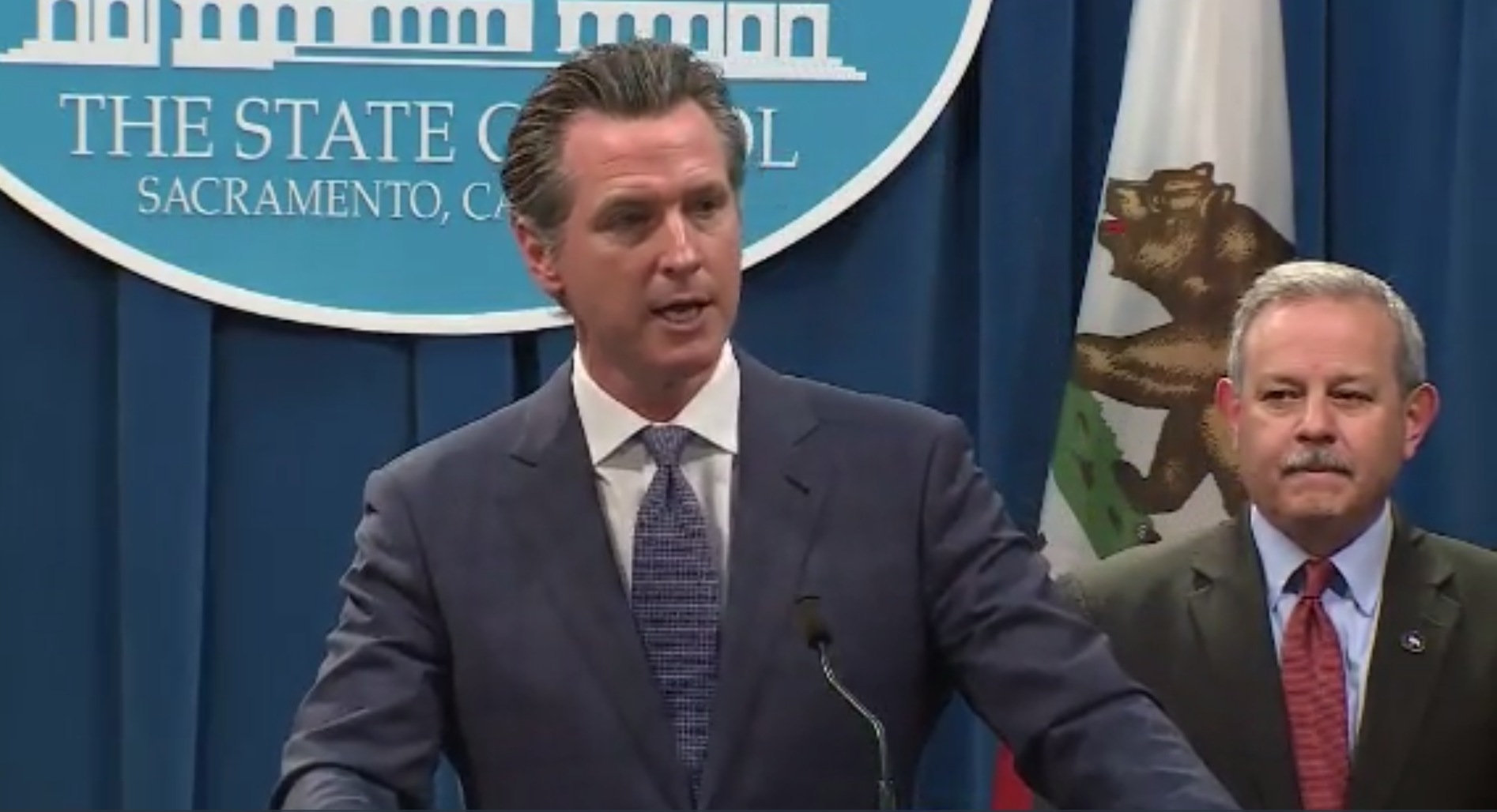 Gov. Gavin Newsom announces that he has declared a state of emergency over the coronavirus threat on March 4, 2020. (CNN)