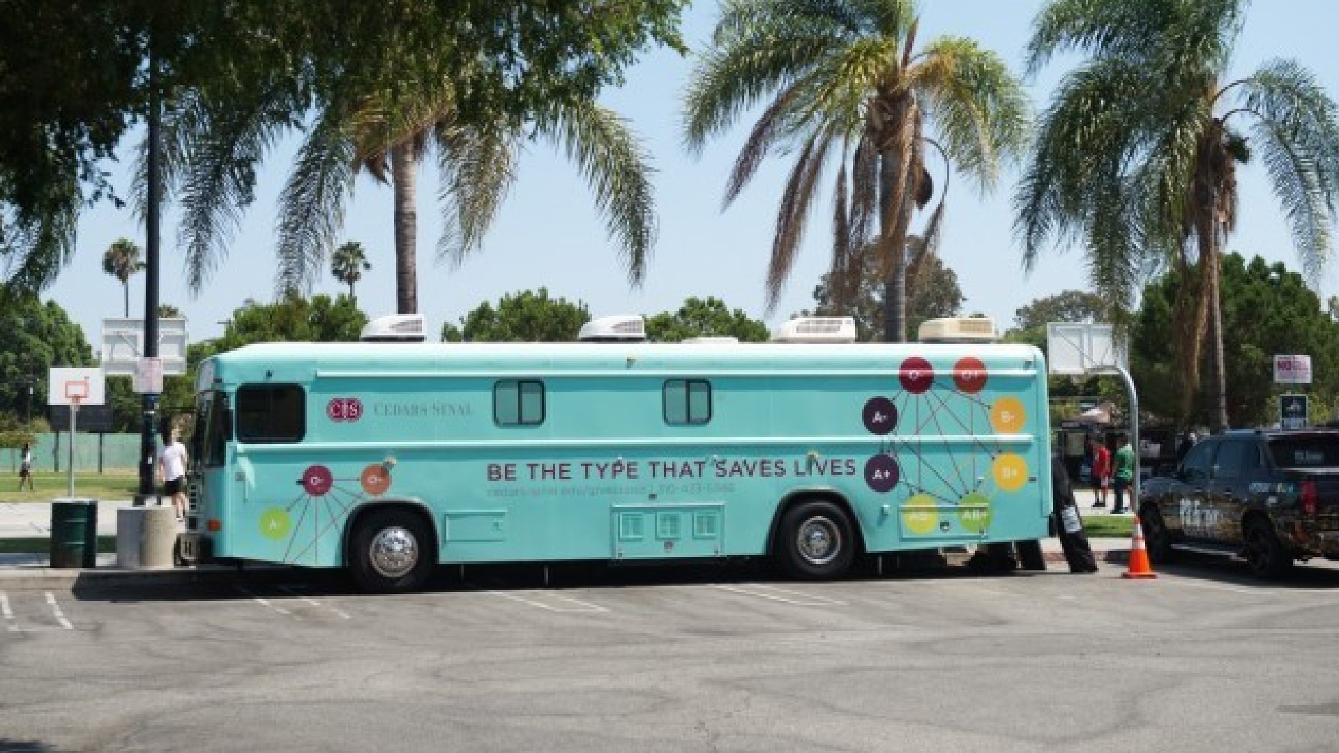 A blood mobile is seen in an image provided by Cedars-Sinai Medical Center.