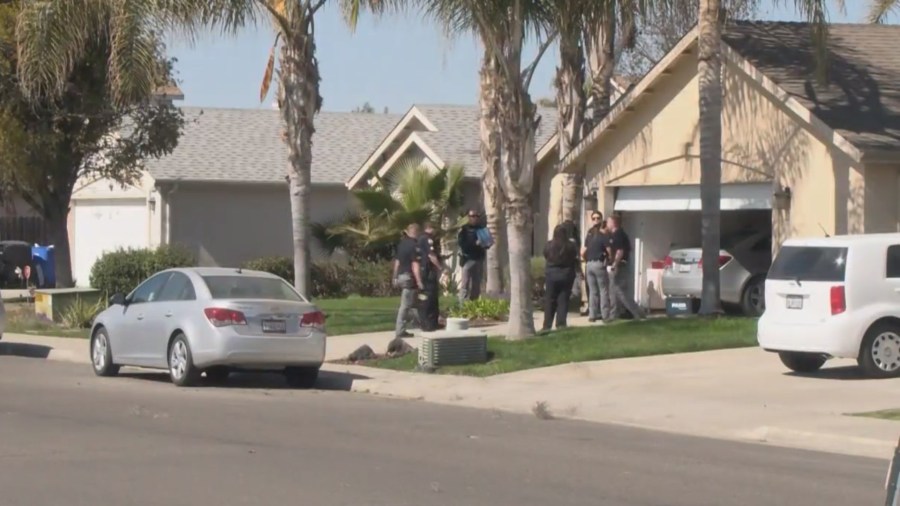 Authorities investigate after a suspected murder-suicide in Hanford on March 2, 2020. (Credit: KGPE/KSEE)