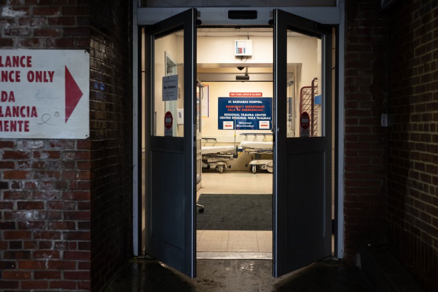 Doors lead into the Emergency Department at St. Barnabas Hospital on March 23, 2020 in the Bronx borough of New York City. (Misha Friedman/Getty Images)