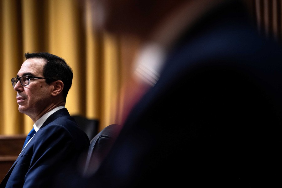 US Secretary of the Treasury Steven Mnuchin attends a hearing of the Senate Finance Committee on Capitol Hill on Feb. 12, 2020. (BRENDAN SMIALOWSKI/AFP via Getty Images)