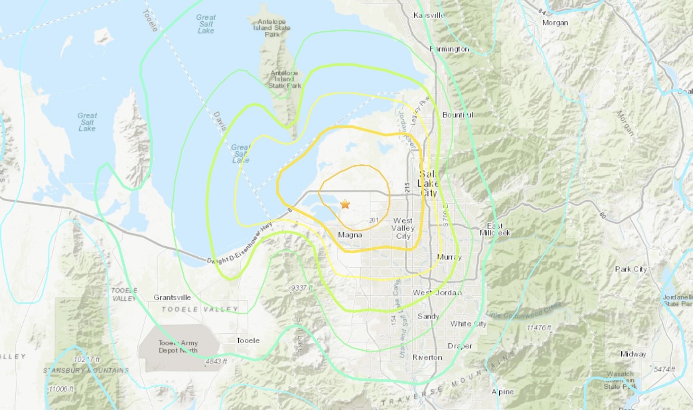 A magnitude 5.7 earthquake struck near Salt Lake City, Utah, on March 18, 2020. (USGS)