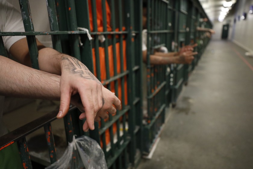 Inmates are seen at a Los Angeles County jail in this undated photo. (Al Seib / Los Angeles Times)