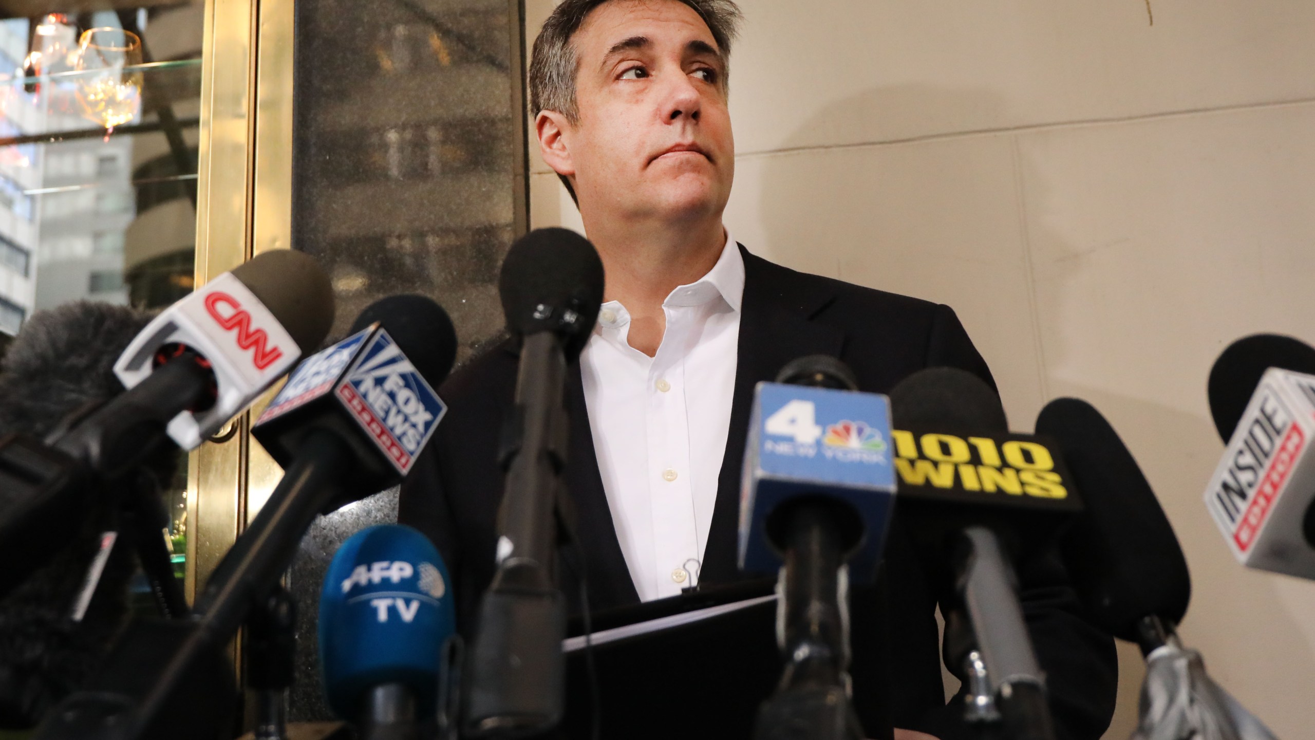 Michael Cohen, the former personal attorney to President Donald Trump, speaks to the media before departing his Manhattan apartment for prison on May 6, 2019. (Credit: Spencer Platt / Getty Images)