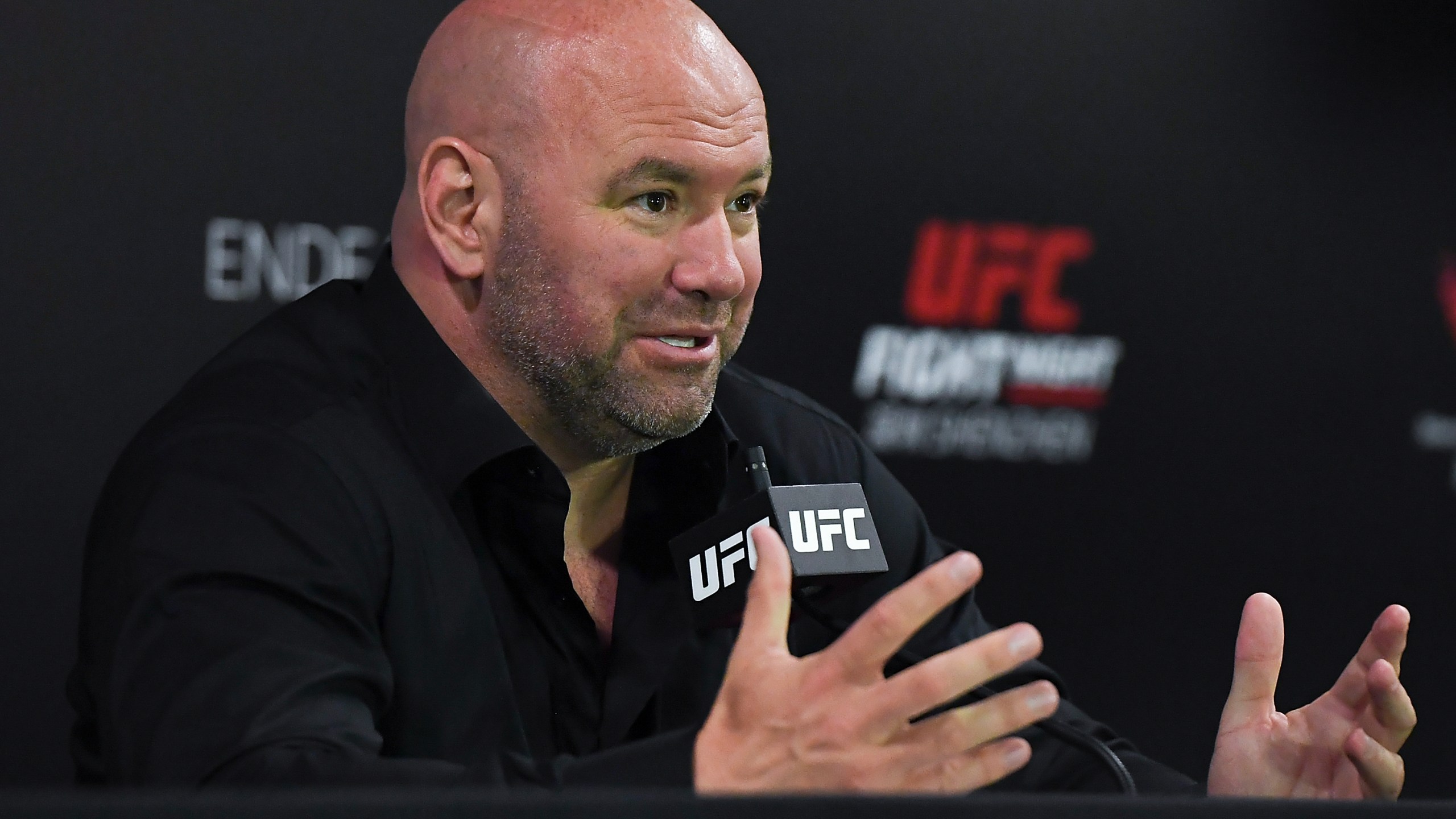 UFC President Dana White attends the press conference after the UFC Fight Night event at Shenzhen Universiade Sports Centre on August 31, 2019 in Shenzhen, China. (Zhe Ji/Getty Images)