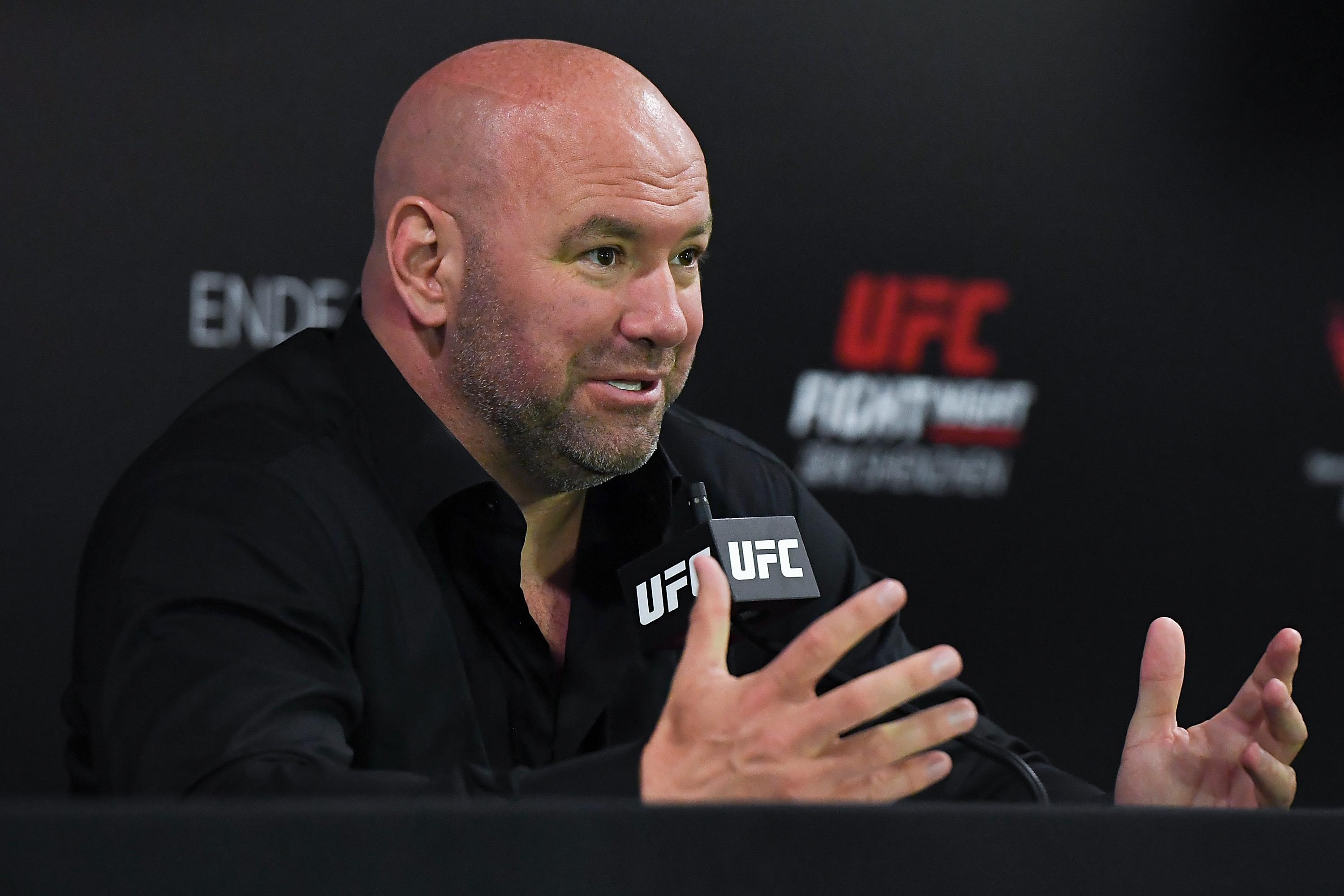 UFC President Dana White attends the press conference after the UFC Fight Night event at Shenzhen Universiade Sports Centre on August 31, 2019 in Shenzhen, China. (Zhe Ji/Getty Images)