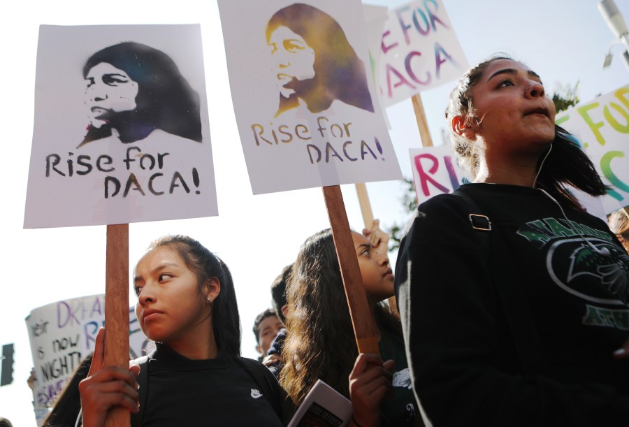 Students and supporters rally in support of DACA recipients in Los Angeles on the day the Supreme Court hears arguments in the Deferred Action for Childhood Arrivals case, Nov. 12, 2019. (Credit: Mario Tama / Getty Images)