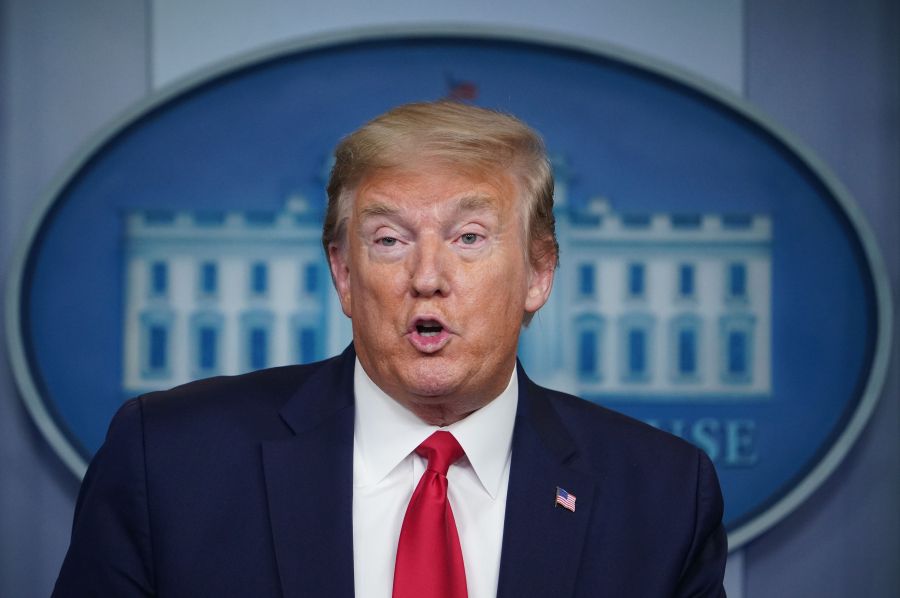 Donald Trump speaks during the daily coronavirus briefing at the White House on April 22, 2020, in Washington, DC. (MANDEL NGAN/AFP via Getty Images)