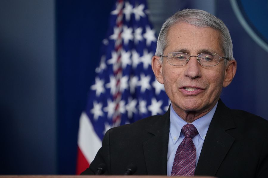 Director of the National Institute of Allergy and Infectious Diseases Anthony Fauci speaks during the daily briefing on the novel coronavirus, which causes COVID-19, in the Brady Briefing Room of the White House on April 22, 2020, in Washington, DC. (MANDEL NGAN/AFP via Getty Images)