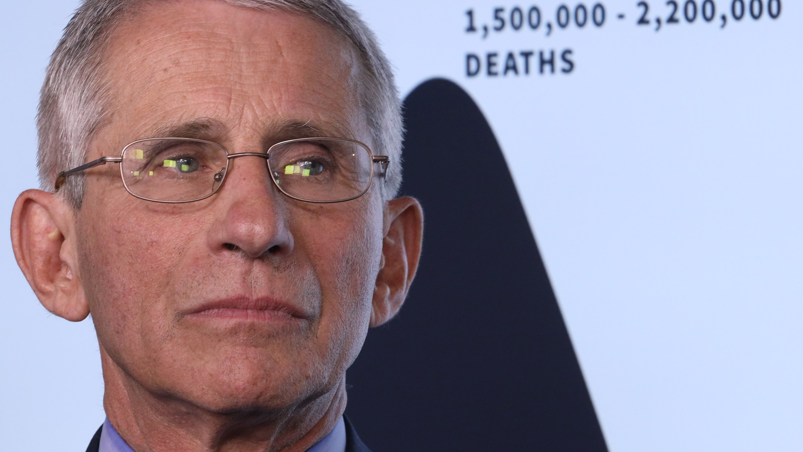 Dr. Anthony Fauci, director of the National Institute of Allergy and Infectious Diseases, participates in the daily coronavirus task force briefing at the White House on March 31, 2020, in Washington, DC.(Win McNamee/Getty Images)