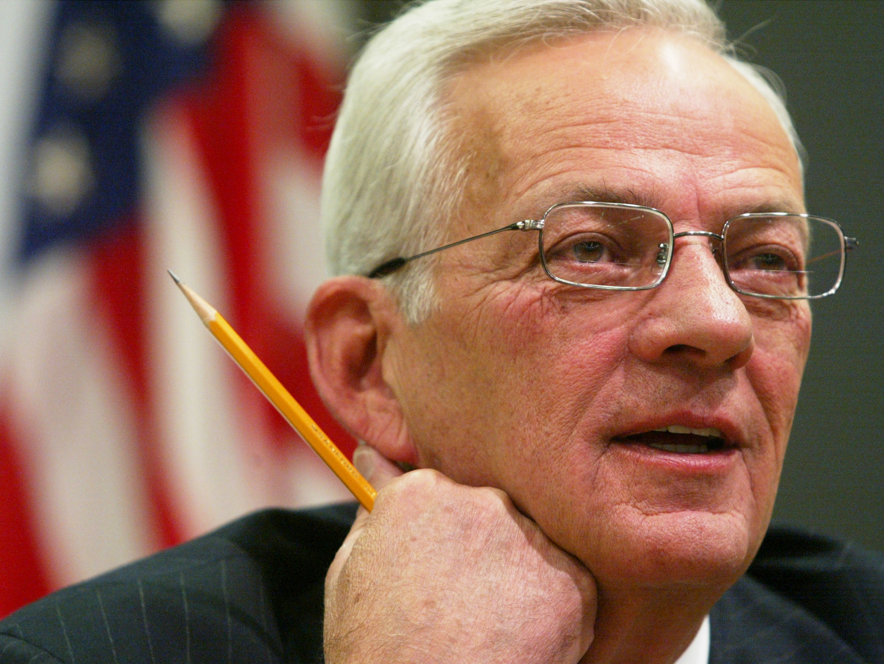 Paul O'Neill speaks at a news conference during the 2002 Annual World Bank and IMF Meetings on Sept. 28, 2002 in Washington, D.C. (Alex Wong/Getty Images)