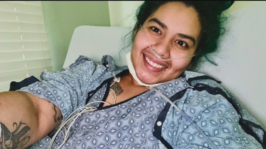 Jennifer Martinez, 25, of South Los Angeles is recovering from a life-threatening COVID-19 infection. She's pictured in an undated photo obtained by KTLA.