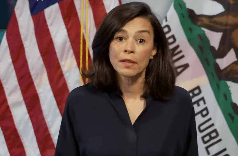 Dr. Sonia Y. Angell, California Department of Public Health director and state health officer, discusses COVID-19 guidelines on facial coverings on April 1, 2020. (KTLA)