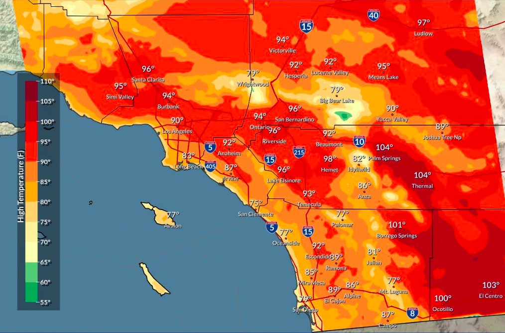 National Weather Service San Diego tweeted this map on April 25, 2020.