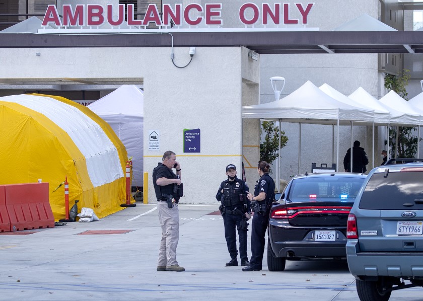 Fountain Valley police were called to MemorialCare Orange Coast Medical Center for reports of a possible shooter on April 8, 2020.(Allen J. Schab