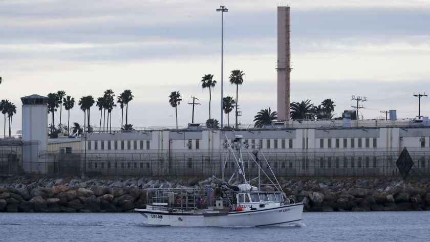 The exterior of the Federal Correctional Institute on Terminal Island is seen on Feb. 27, 2019, in the Port of Los Angeles. (Luis Sinco / Los Angeles Times)