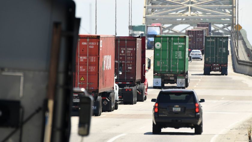 Trucks are seen in this undated photo. (Wally Skalij / Los Angeles Times)