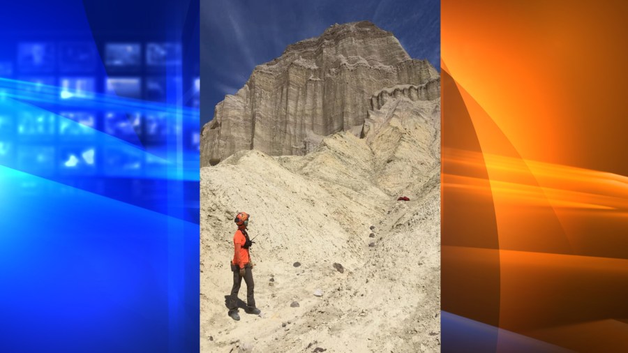 A rescuer is seen during a body recovery effort on April 5, 2020 at Death Valley National Park.