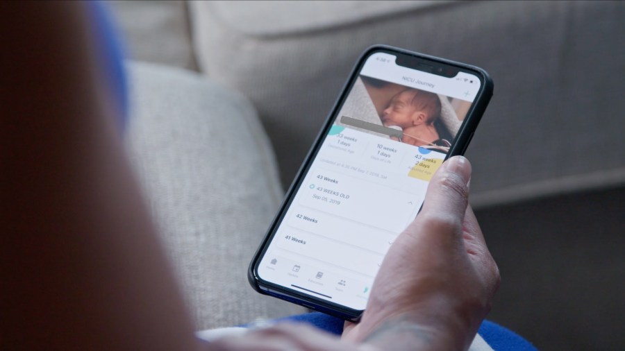 A parent uses the NICU2Home app to see and talk to their newborns in special care nurseries as more hospitals are banning or limiting visitations during the coronavirus crisis. (CNN)