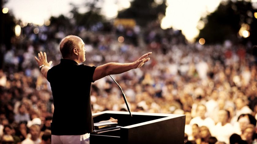 Pastor Greg Laurie is known for the annual Harvest Crusade event at Angel Stadium, shown in this undated file photo. (Daily Pilot via Los Angeles Times)