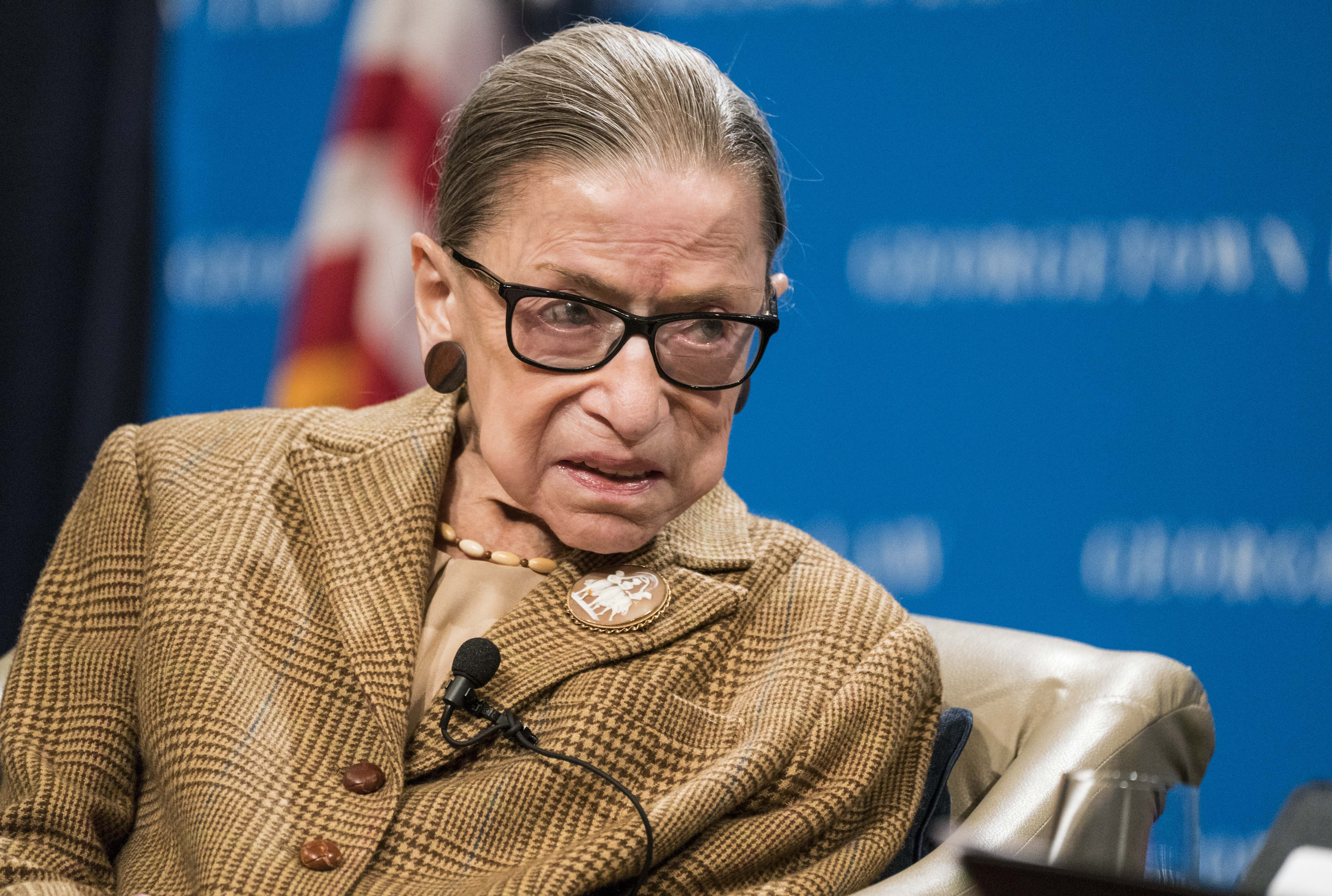 U.S. Supreme Court Justice Ruth Bader Ginsburg participates in a discussion at the Georgetown University Law Center on Feb. 10, 2020. (Sarah Silbiger/Getty Images)