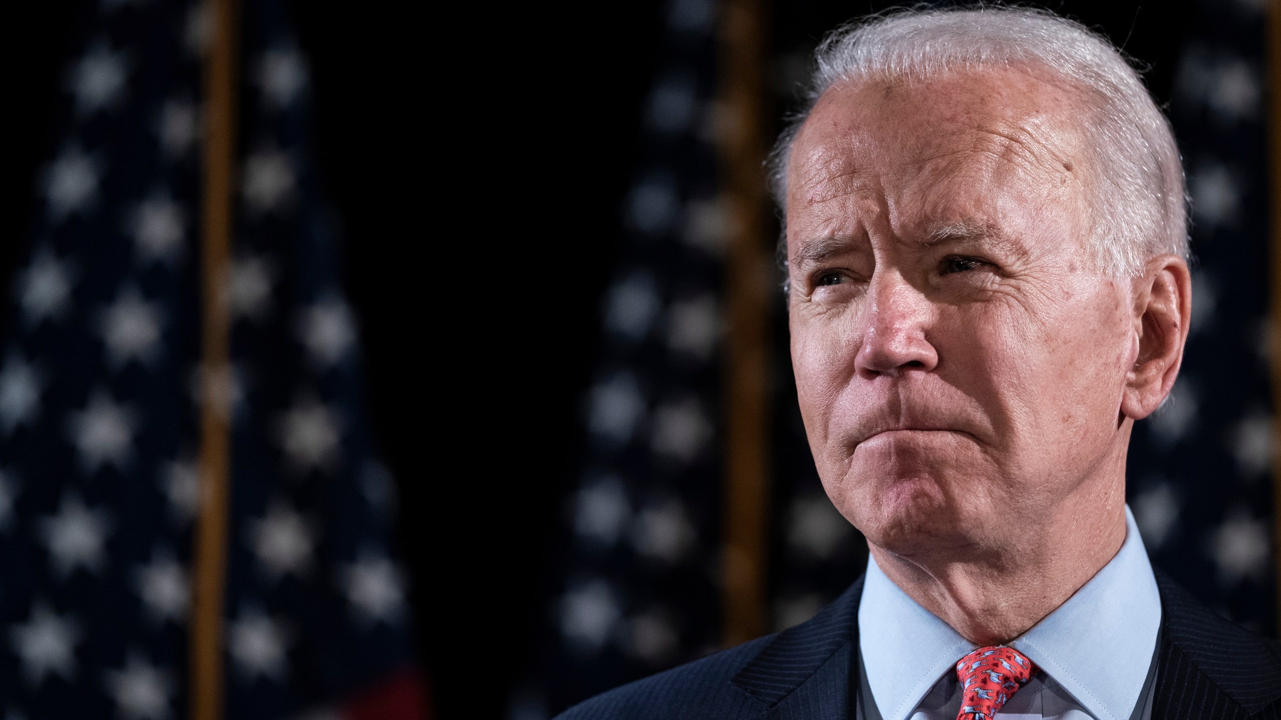 Democratic presidential candidate former Vice President Joe Biden delivers remarks about the coronavirus outbreak, at the Hotel Du Pont March 12, 2020, in Wilmington, Delaware. (Drew Angerer/Getty Images)