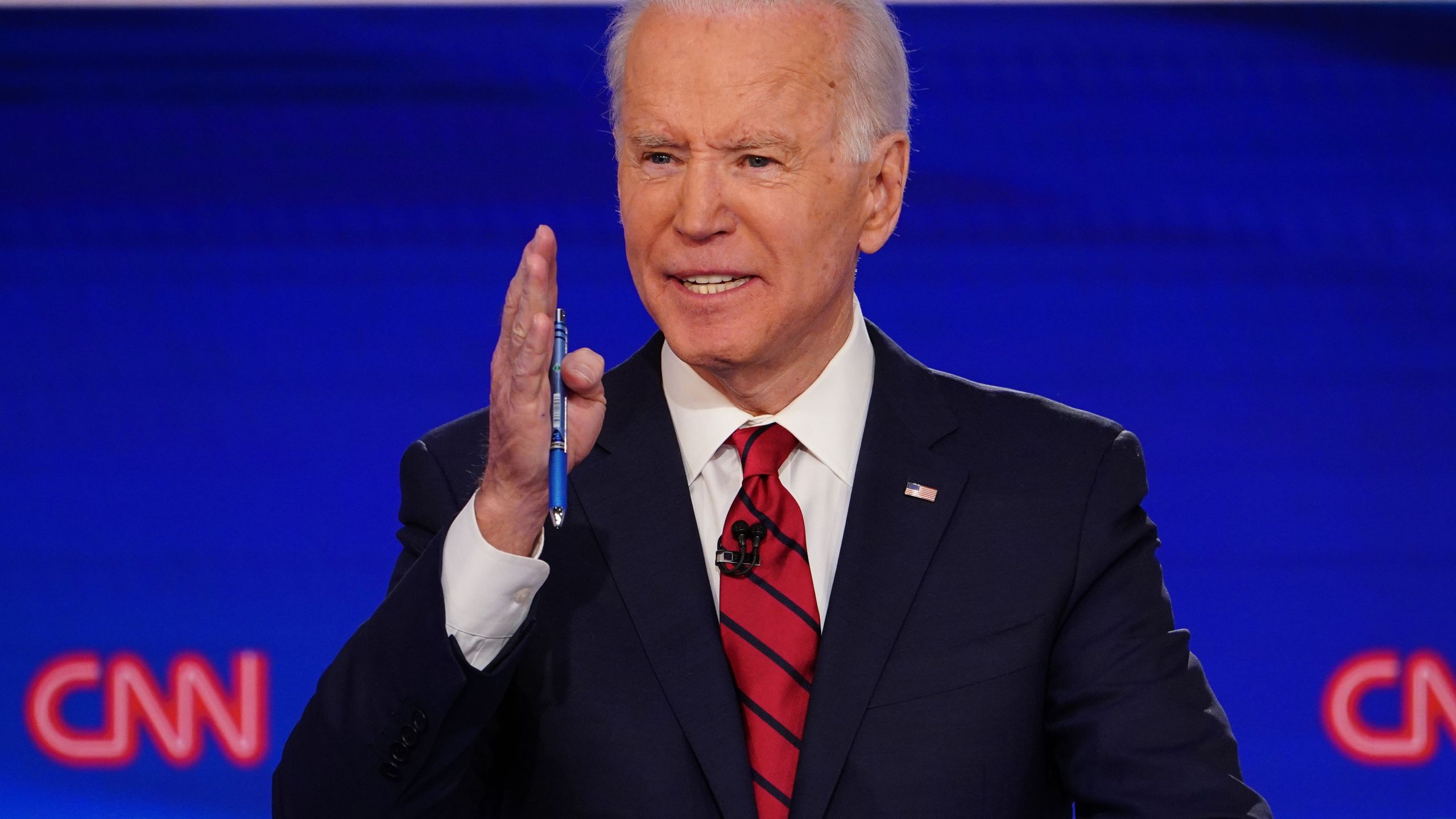 Democratic presidential hopeful former US vice president Joe Biden participates in the 11th Democratic Party 2020 presidential debate in a CNN Washington Bureau studio in Washington, DC on March 15, 2020. (MANDEL NGAN/AFP via Getty Images)