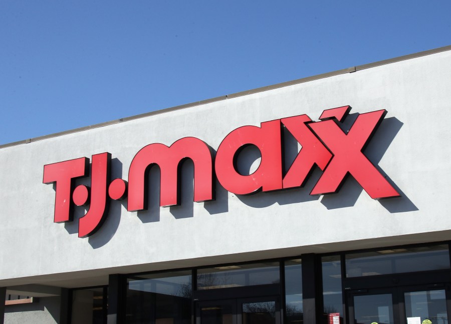 An image of the sign for a T.J. Maxx store as photographed on March 18, 2020, in Hicksville, New York. (Bruce Bennett/Getty Images)