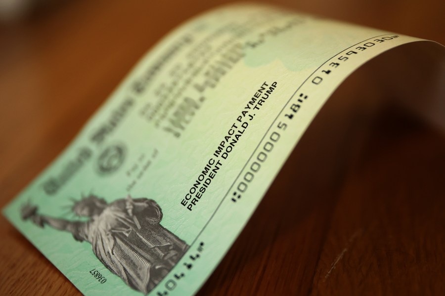 President Donald Trump's name appears on the coronavirus economic assistance checks that were sent to citizens across the country April 29, 2020 in Washington, DC. (Chip Somodevilla/Getty Images)