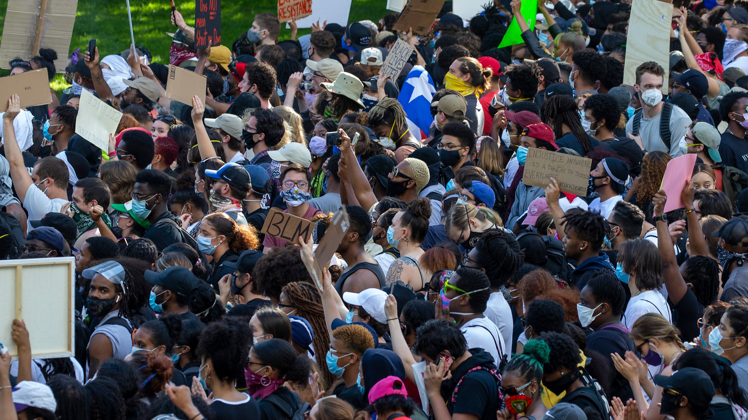 Protesters gather at Lafayette Square Park outside the White House on May 31, 2020, in Washington, D.C. Across the country, protests were set off by the recent death of George Floyd in Minneapolis, Minn. while in police custody, the most recent in a series of deaths of black Americans by the police. (Tasos Katopodis/Getty Images)