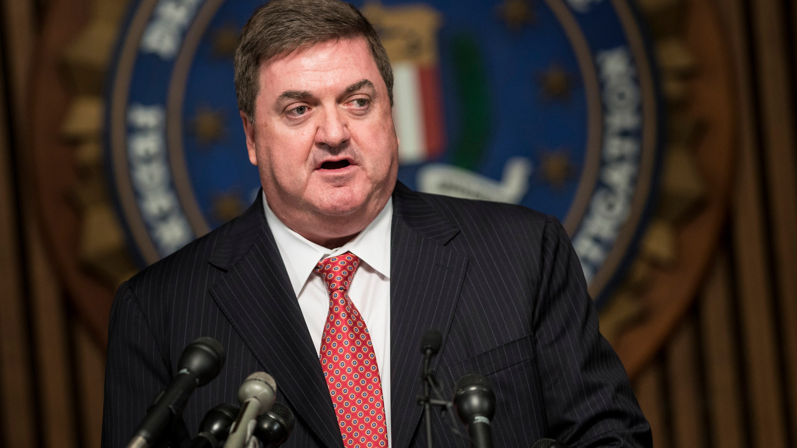 John Ryan, Chief Executive Officer of the National Center for Missing and Exploited Children, speaks during a press conference on July 29, 2013, in Washington. (BRENDAN SMIALOWSKI/AFP via Getty Images)