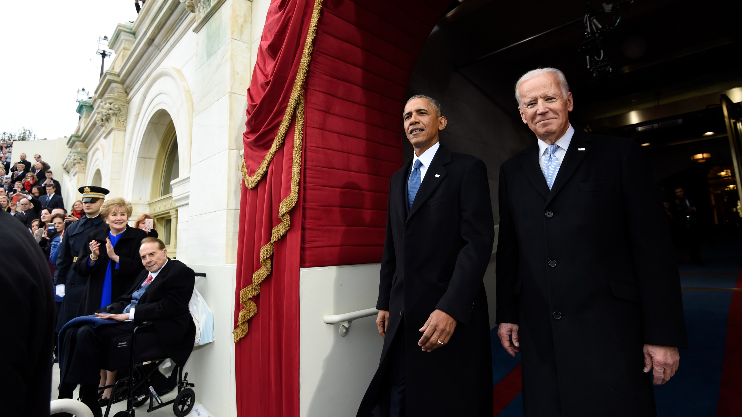 President Barack Obama and Vice President Joe Biden arrive for the Presidential Inauguration of Donald Trump at the US Capitol on January 20, 2017, in Washington, D.C. (Saul Loeb - Pool/Getty Images)