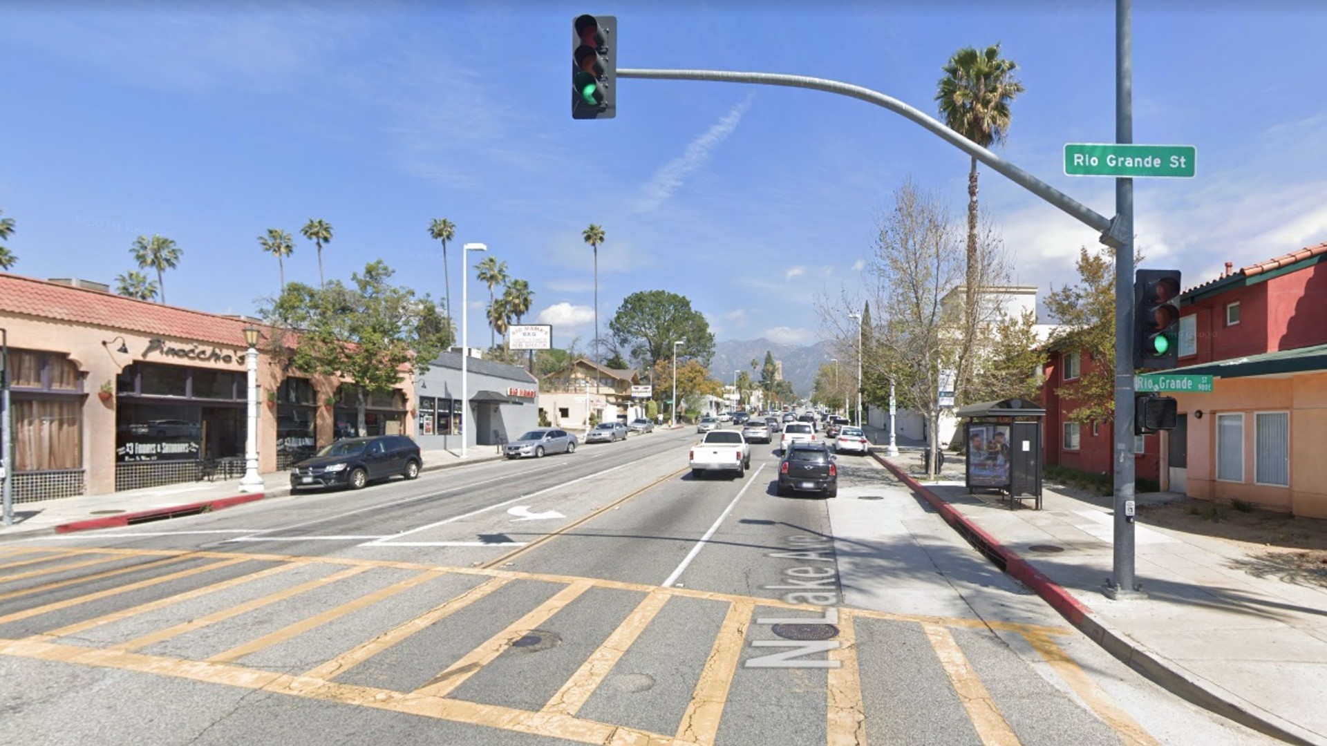 Lake Avenue, facing north at Rio Grande Street, in Pasadena, as pictured in a Google Street View image.