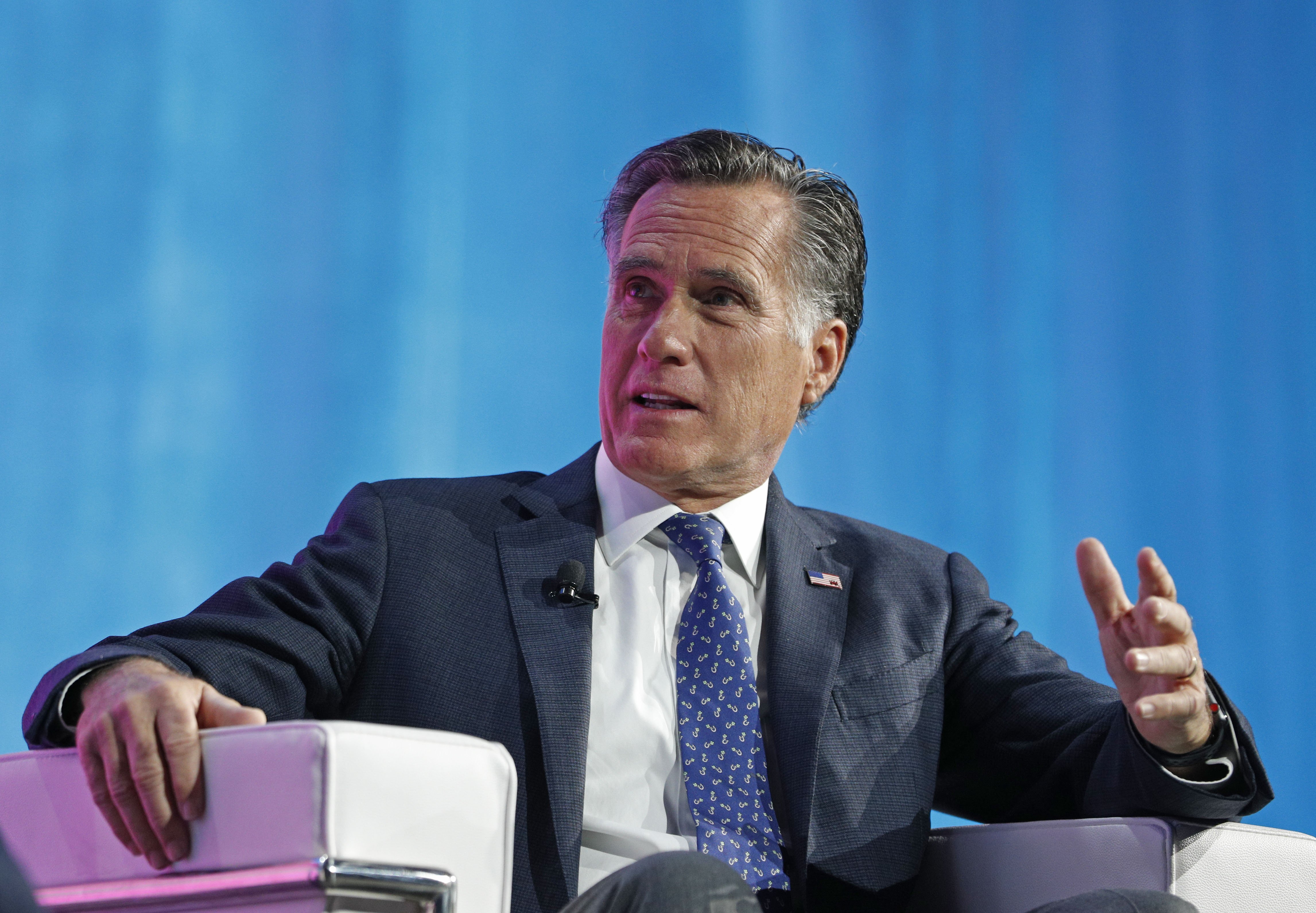 Sen. Mitt Romney, R-Utah, has proposed a temporary pay raise for essential workers who are working during the coronavirus pandemic. (George Frey/Getty Images)